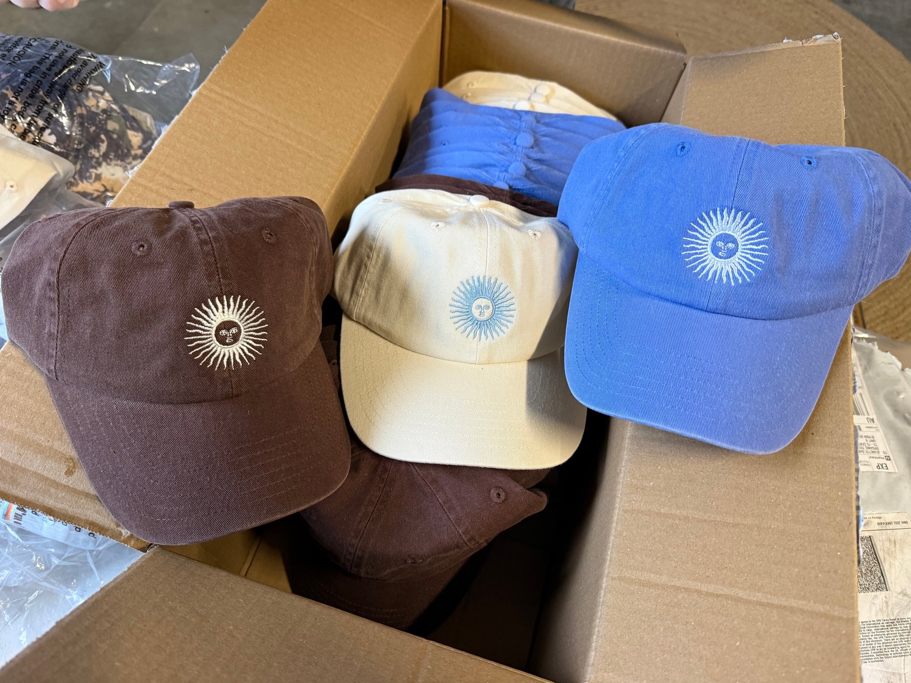 the first batch of piluso caps, boxed